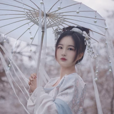 櫻落紛飛帶傘女生頭像，唯美古風(fēng)真人頭像