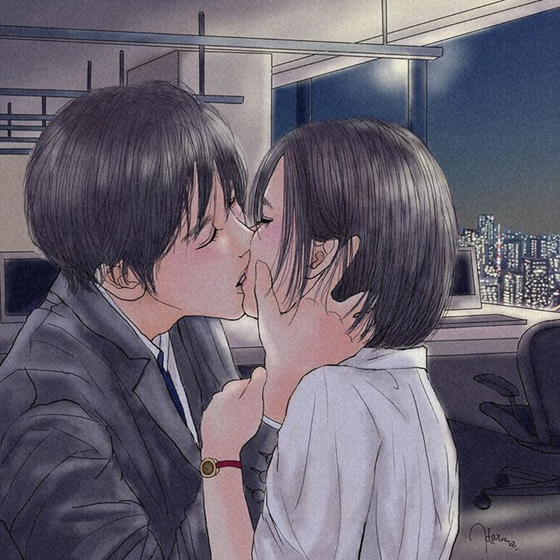 一組情侶情趣插畫，充滿誘惑的手繪插畫