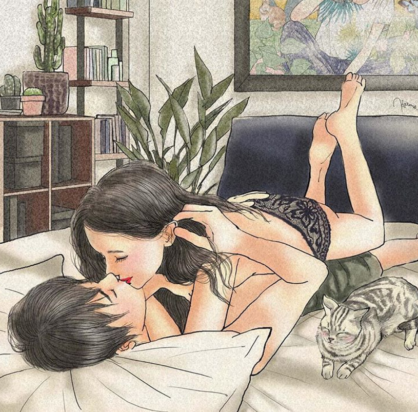 一組情侶情趣插畫(huà)，充滿(mǎn)誘惑的手繪插畫(huà)