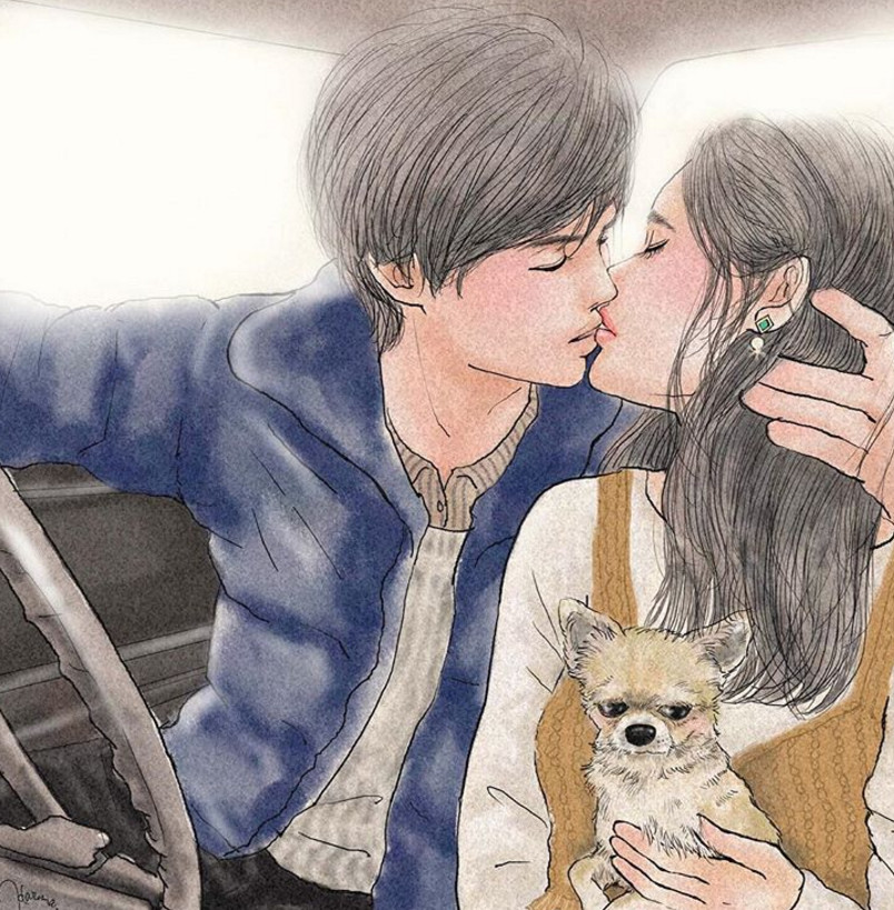 一組情侶情趣插畫，充滿誘惑的手繪插畫