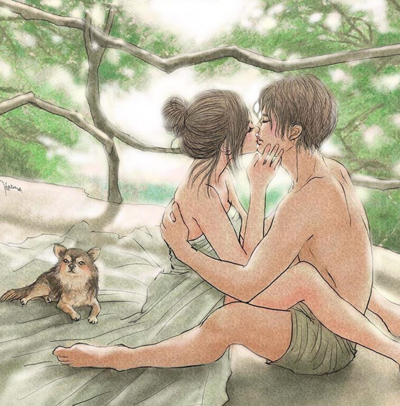 一組情侶情趣插畫(huà)，充滿(mǎn)誘惑的手繪插畫(huà)