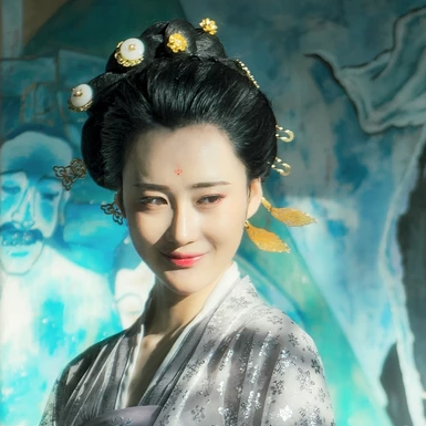 優(yōu)雅賞春帶團扇女生頭像，唯美古風(fēng)真人頭像