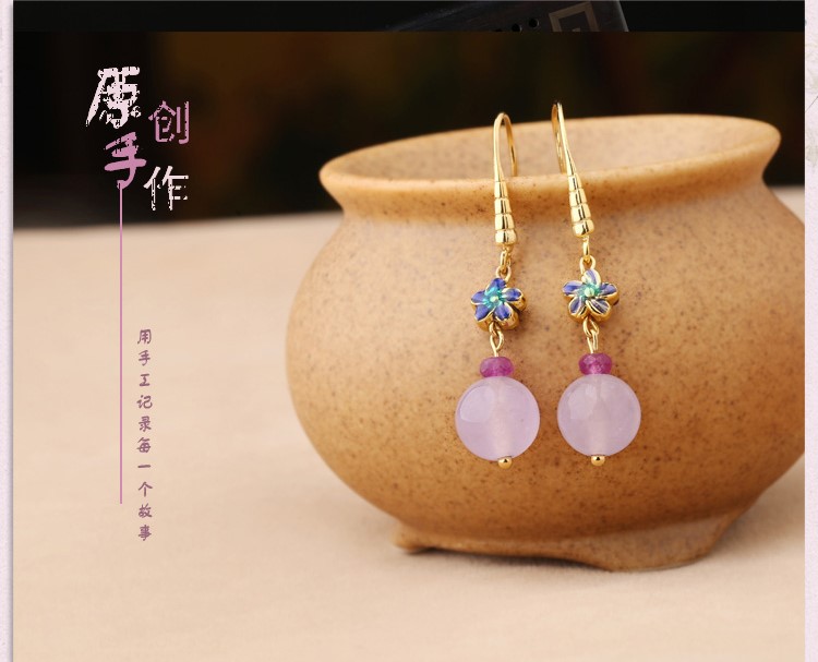 復(fù)古紫色超仙耳環(huán)，氣質(zhì)古風(fēng)小巧耳飾首飾