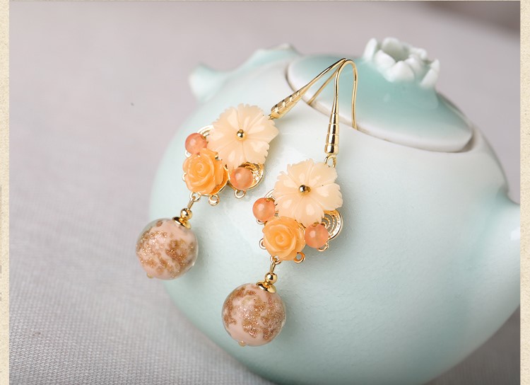 清新淡黃琉璃耳環(huán)，氣質(zhì)古典超仙首飾