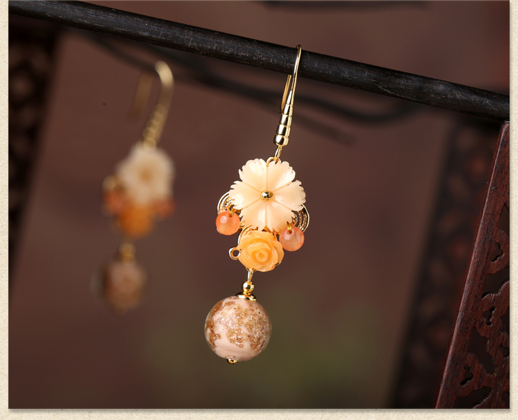 清新淡黃琉璃耳環(huán)，氣質(zhì)古典超仙首飾