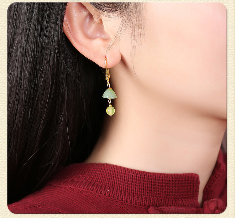 古風(fēng)淡雅蓮蓬耳環(huán)，氣文藝復(fù)古味道首飾