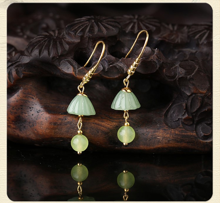 古風(fēng)淡雅蓮蓬耳環(huán)，氣文藝復(fù)古味道首飾