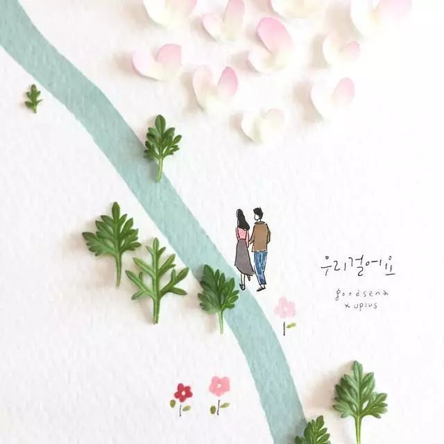 一組創(chuàng)意花瓣插畫，小清新唯美手繪插畫