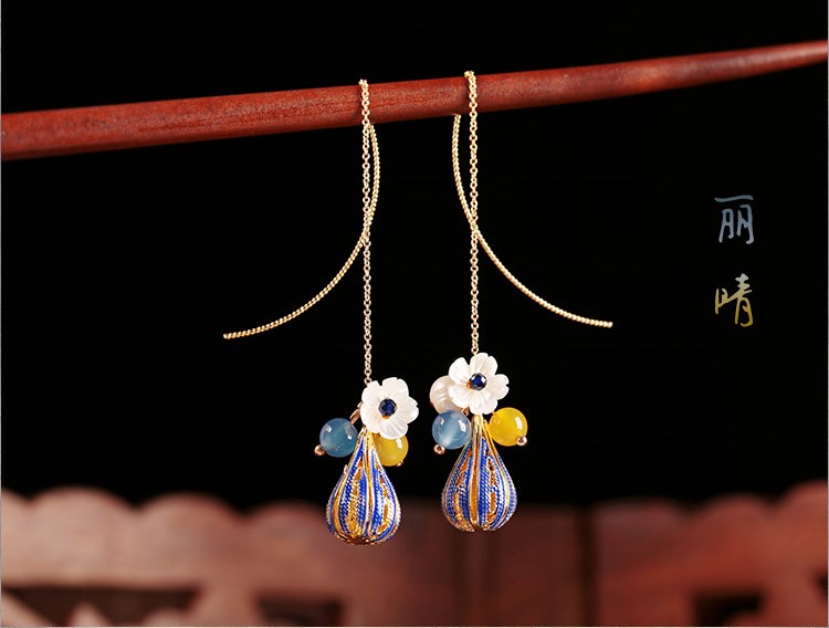 麗晴優(yōu)雅氣質(zhì)耳線耳環(huán)，古風(fēng)小清新首飾