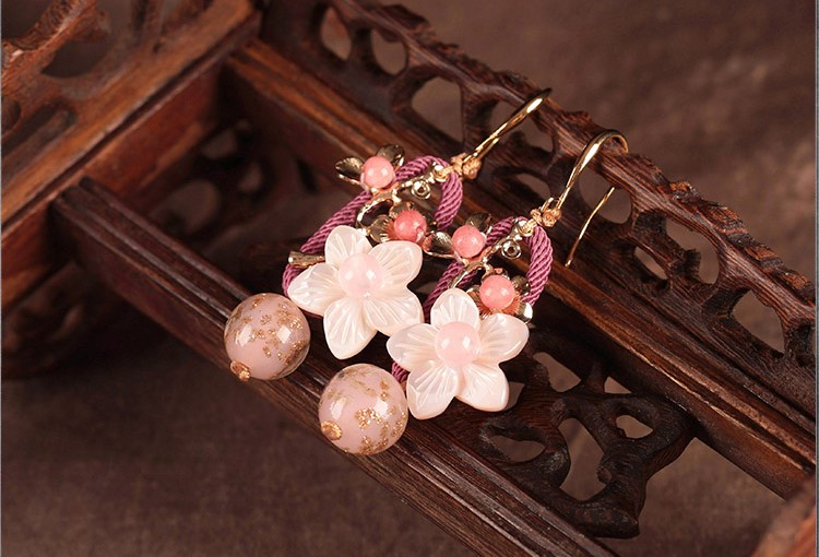 琉璃貝殼耳墜耳環(huán)，古風(fēng)嬌美耳環(huán)