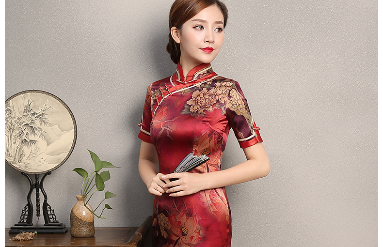 喜慶復古修身旗袍，時尚復古旗袍裙