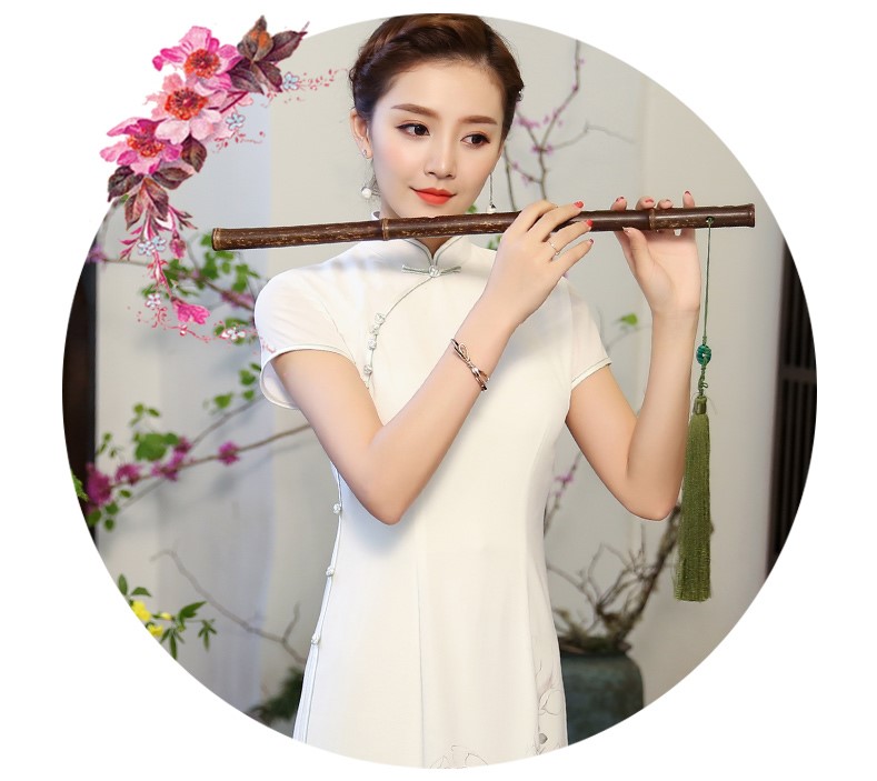 白玉嬌旗袍，復(fù)古素雅旗袍裙