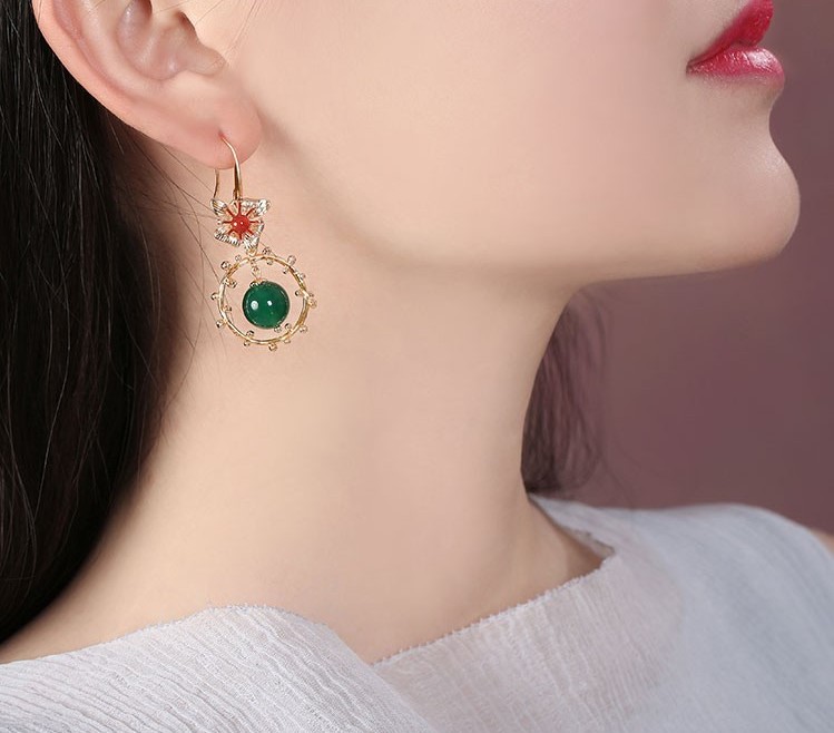 超仙不對稱吊墜耳環(huán)，復(fù)古瑪瑙耳墜耳環(huán)