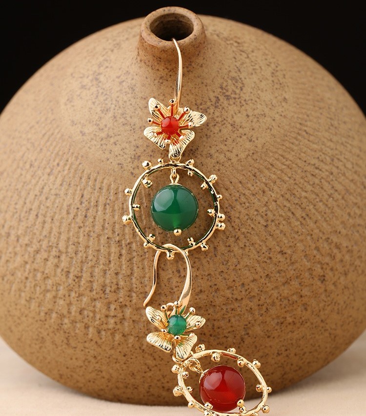 超仙不對稱吊墜耳環(huán)，復(fù)古瑪瑙耳墜耳環(huán)