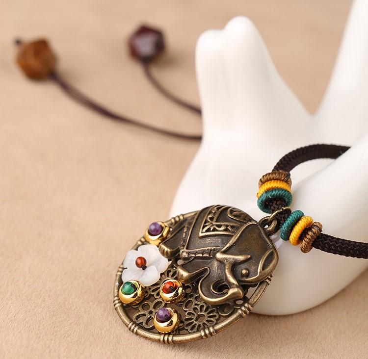 泰國象鎖骨鏈，復(fù)古森女項鏈首飾