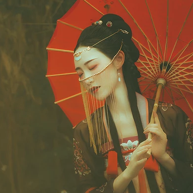 古典少女帶團(tuán)扇女生頭像，唯美古風(fēng)真頭像