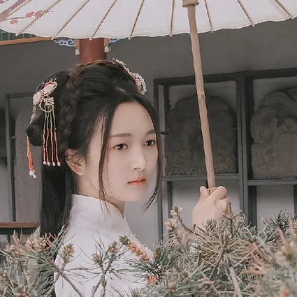 甜美可愛帶傘團(tuán)扇女生頭像，唯美古風(fēng)真人頭像