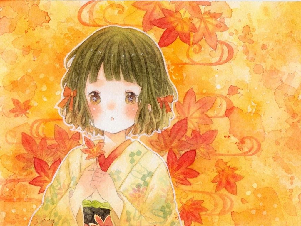 一組少女風(fēng)的日系水彩插畫：清新唯美萌妹紙