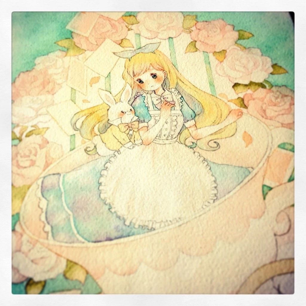 一組少女風(fēng)的日系水彩插畫：清新唯美萌妹紙