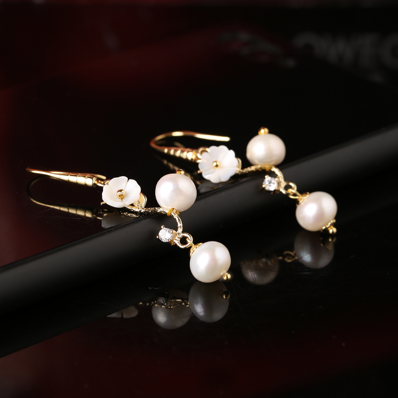 珍珠耳墜名媛耳環(huán)，氣質簡約首飾