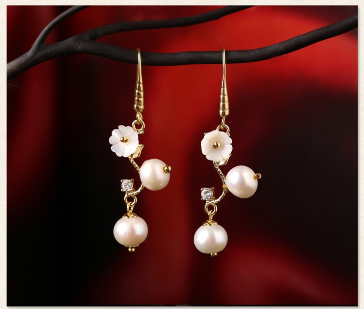 珍珠耳墜名媛耳環(huán)，氣質簡約首飾