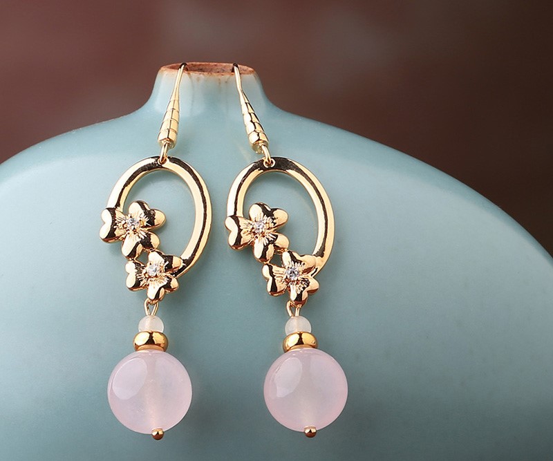 冷淡風(fēng)復(fù)古耳環(huán)，少女玉墜耳飾首飾