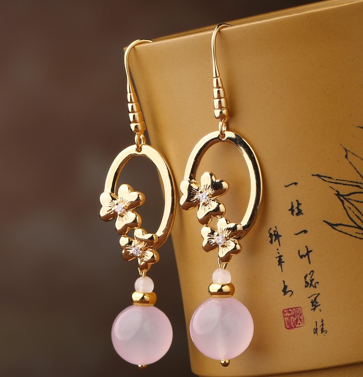 冷淡風(fēng)復(fù)古耳環(huán)，少女玉墜耳飾首飾