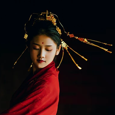 驚艷紅衣女生頭像，唯美古風(fēng)真人頭像