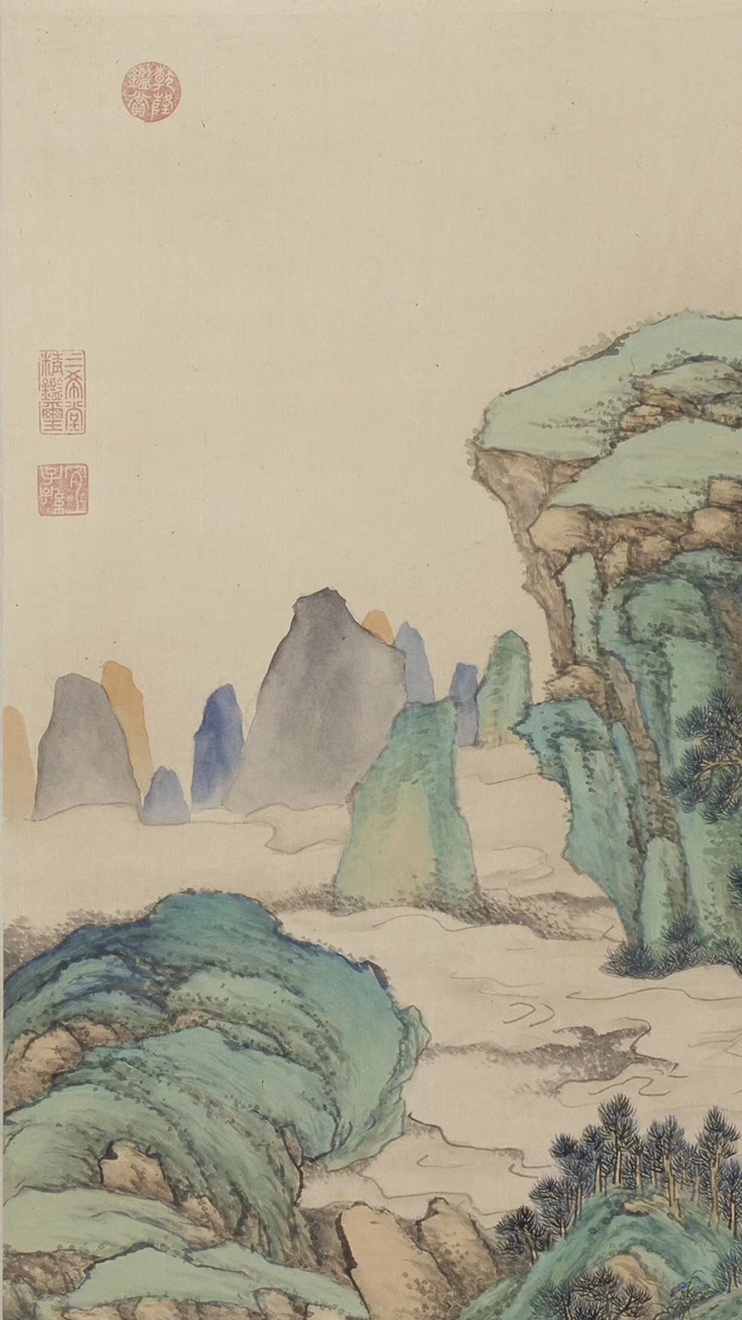 盎然春色的《仙境春長圖》：青綠山水生機(jī)無限