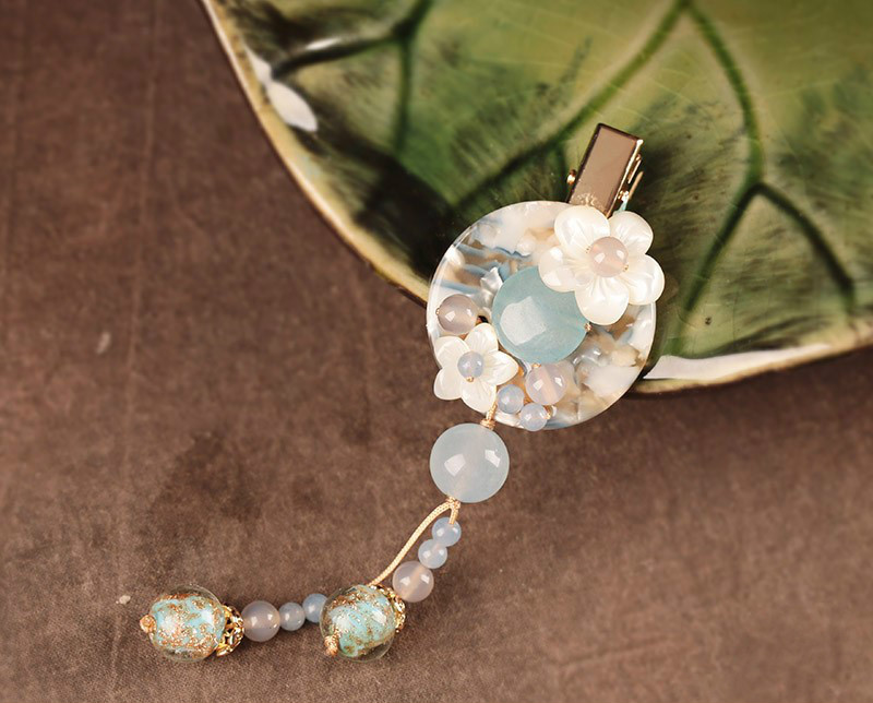 仙雅古風發(fā)夾，清新潔白頭飾