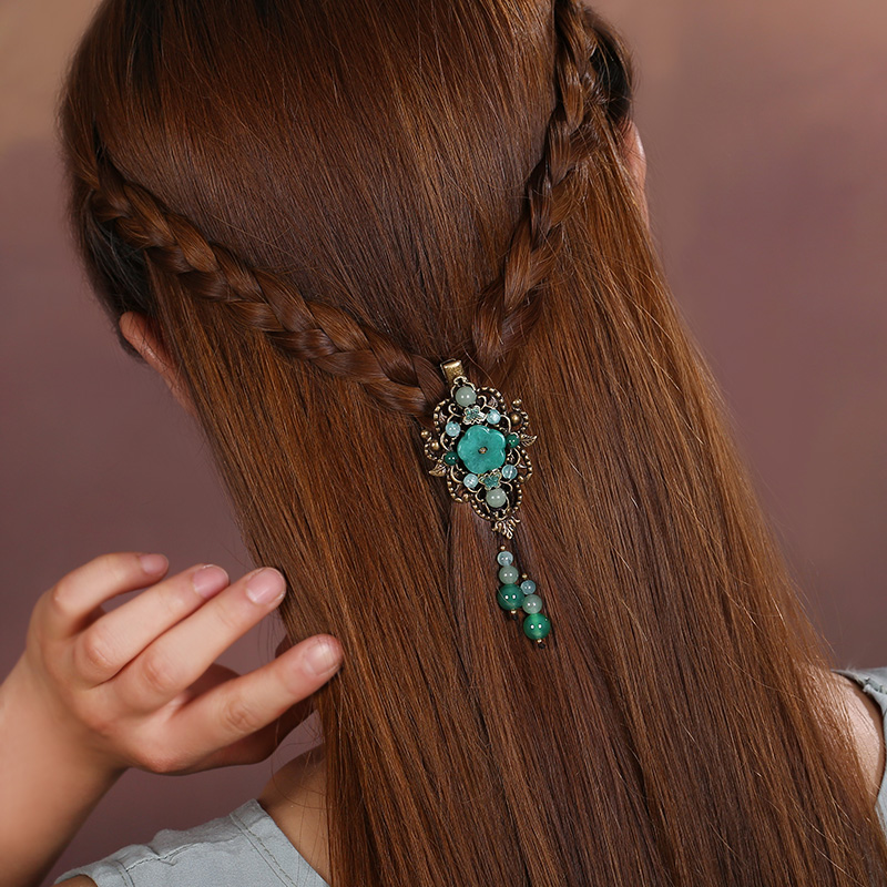 陌上花飛發(fā)夾，古風(fēng)碧綠頭飾