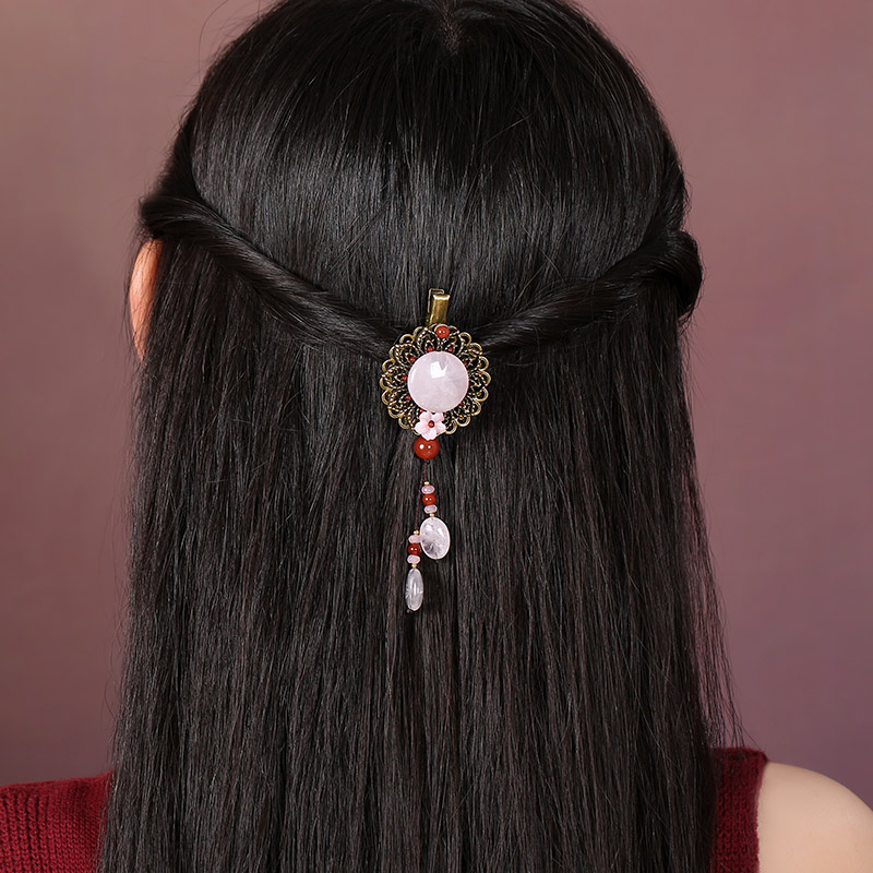 粉玉墜發(fā)飾，古風(fēng)風(fēng)情發(fā)夾頭飾