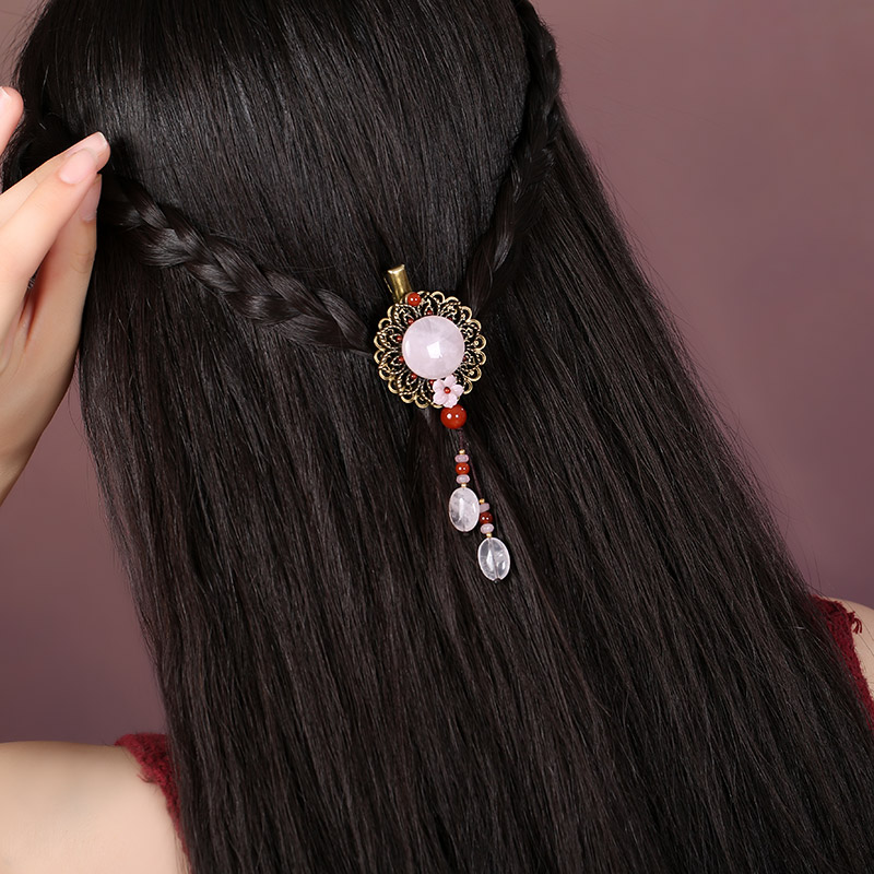 粉玉墜發(fā)飾，古風(fēng)風(fēng)情發(fā)夾頭飾