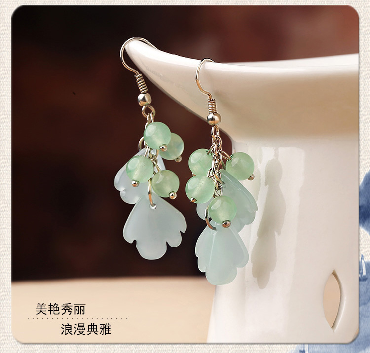 森系葉子吊墜耳環(huán)，古風(fēng)文藝氣質(zhì)首飾
