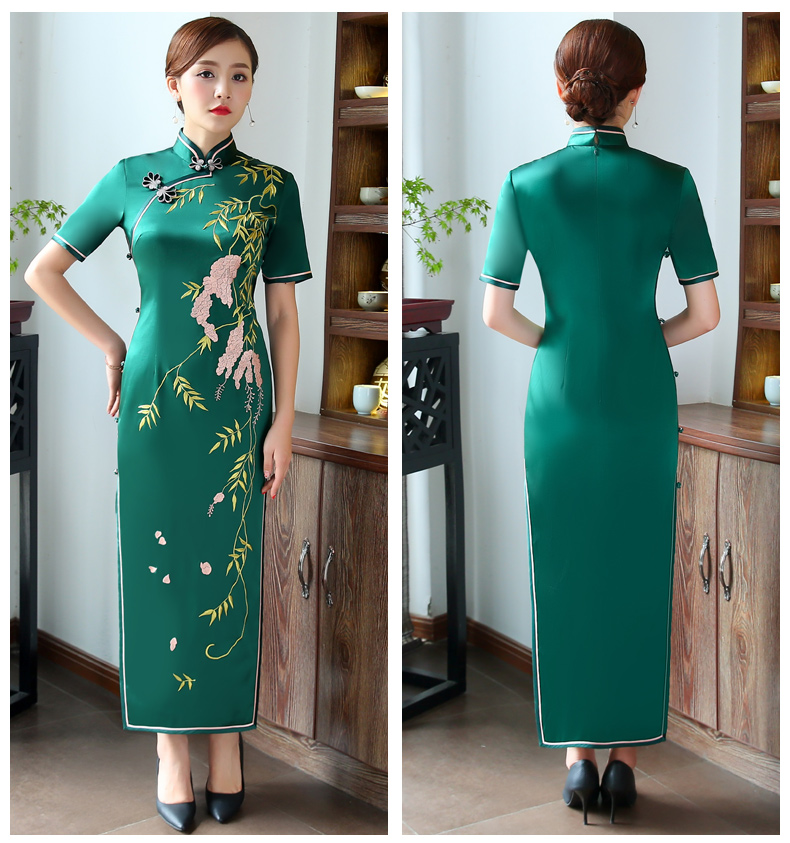 槐樹花旗袍，會(huì)呼吸的花香旗袍裙