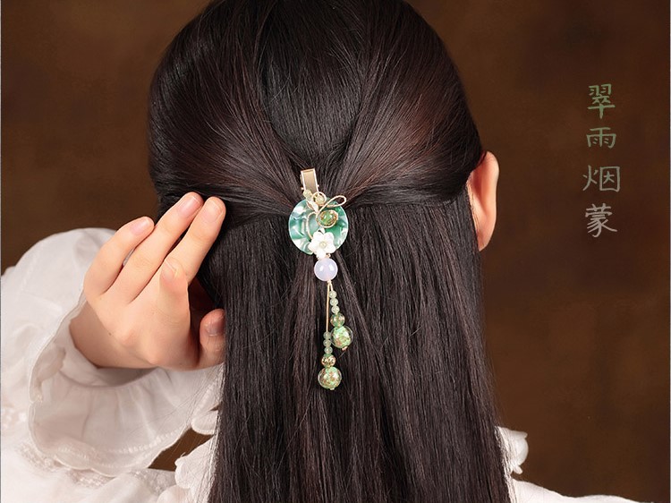 翠雨煙蒙發(fā)夾，文藝典雅頭飾