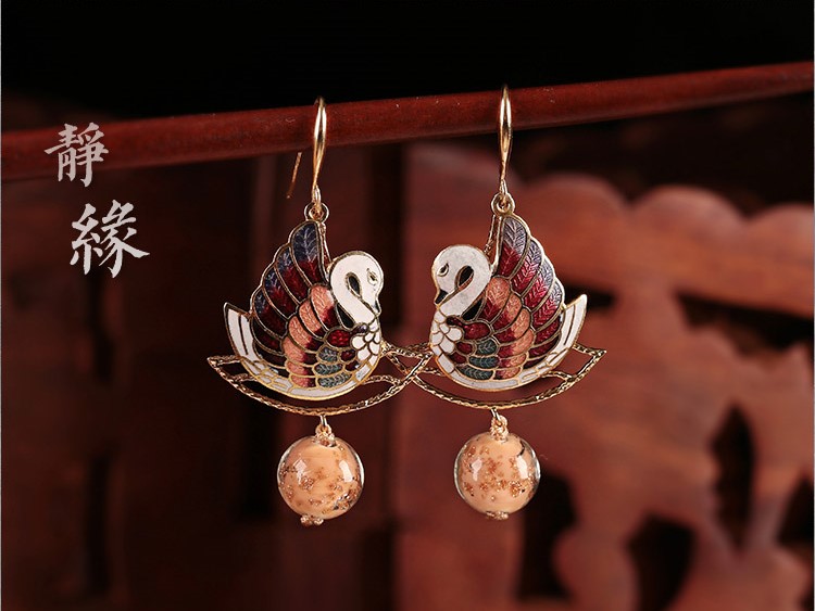 靜緣鴛鴦耳環(huán)，古典美好寓意首飾