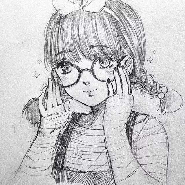 靈動的卡通動漫人物：黑白鉛筆手繪插畫