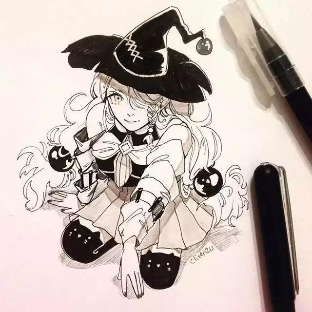 手繪鉛筆人物插畫(huà)，超級(jí)美吧！