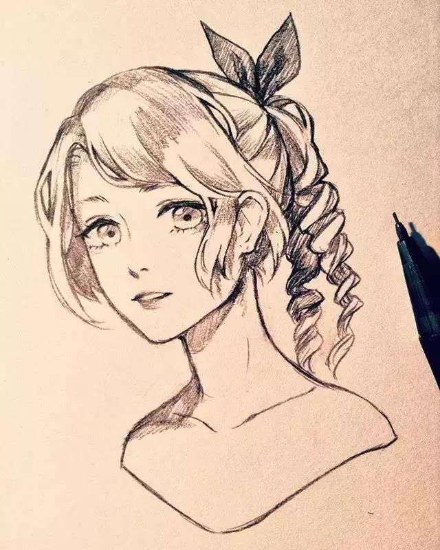 手繪鉛筆人物插畫(huà)，超級(jí)美吧！
