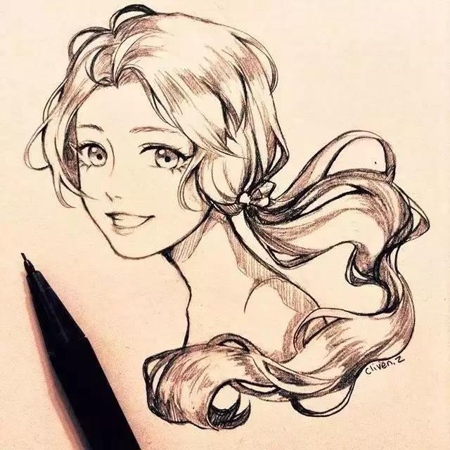 手繪鉛筆人物插畫，超級美吧！