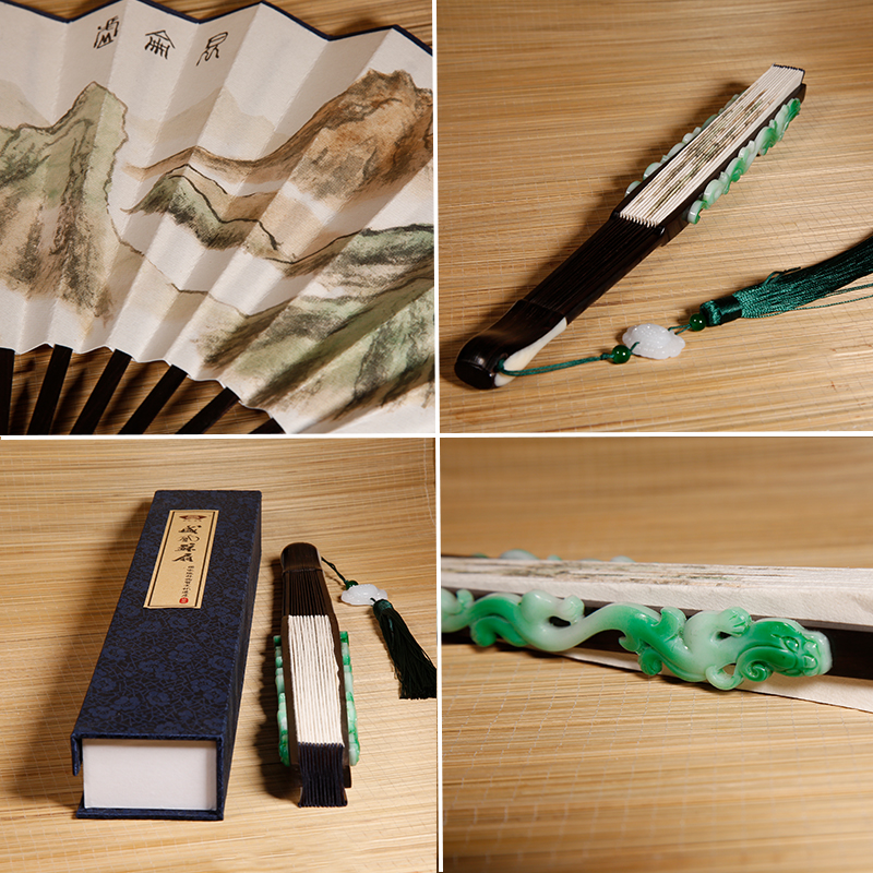 玉清昆侖扇:紫光檀木折扇