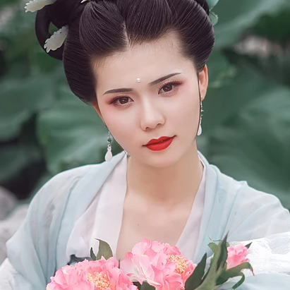 牡丹花女生頭像，唯美古風真人頭像