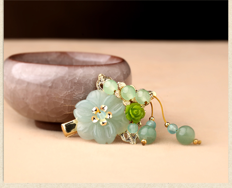 淡綠小花發(fā)夾，小清新古風(fēng)頭飾