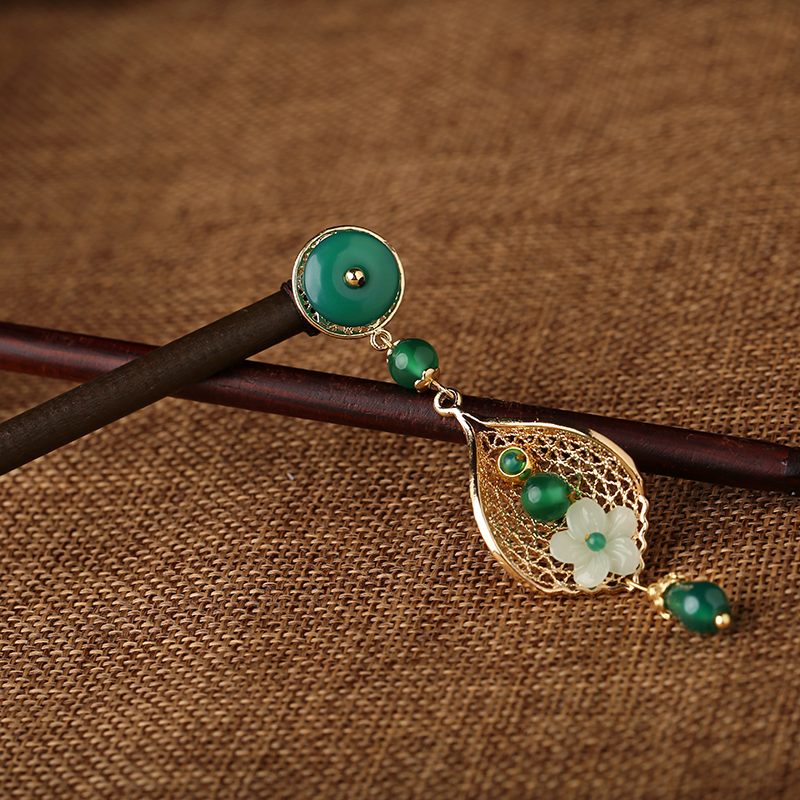 瑪瑙流蘇步搖，古典古風(fēng)簪子頭飾