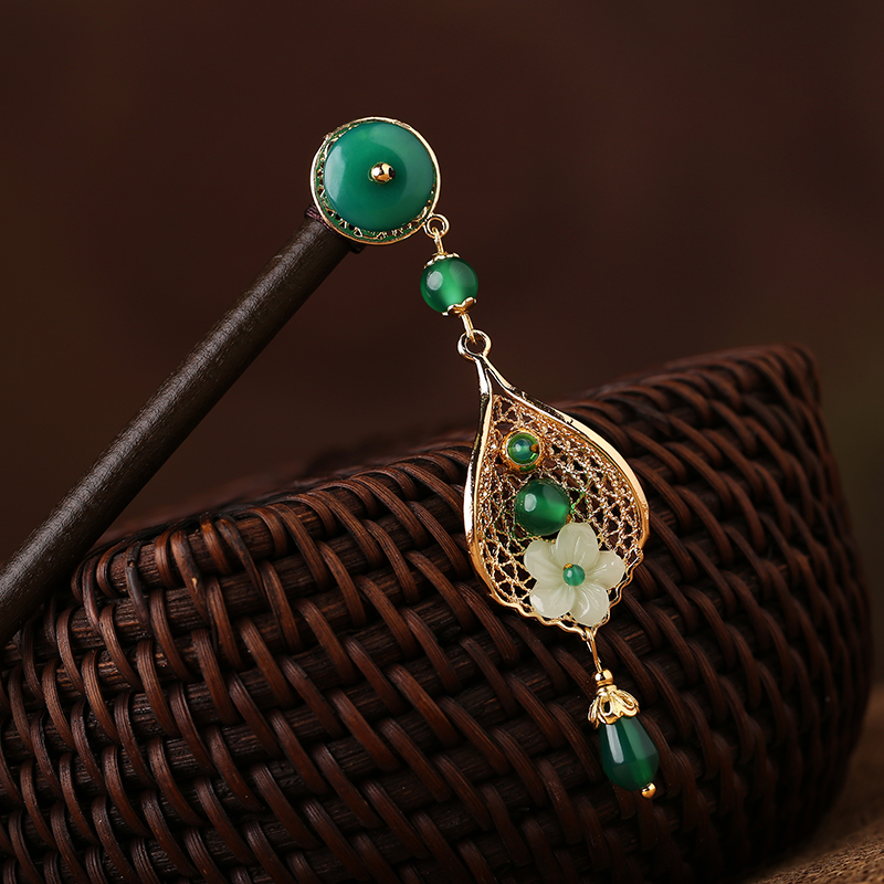 瑪瑙流蘇步搖，古典古風(fēng)簪子頭飾