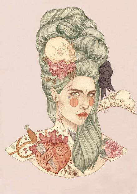 9款風(fēng)格囧異插畫，一組意境嬌艷女性圖片!