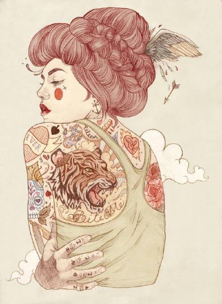 9款風(fēng)格囧異插畫，一組意境嬌艷女性圖片!