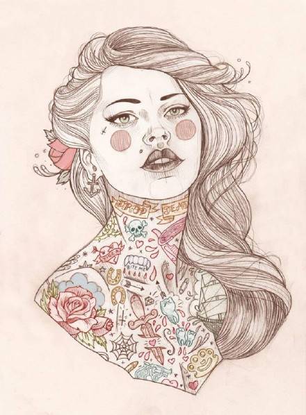 9款風(fēng)格囧異插畫，一組意境嬌艷女性圖片!