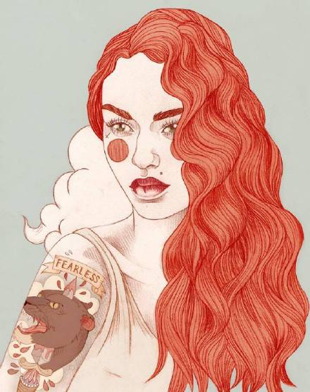 9款風(fēng)格囧異插畫，一組意境嬌艷女性圖片!